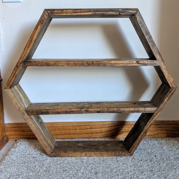 Wood Hexagon Shelf Handmade - Picture 2 of 3